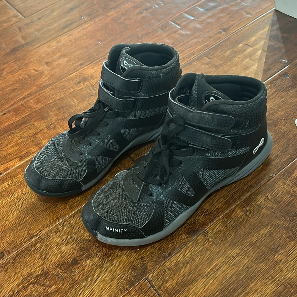 infinity black high top cheer shoes
